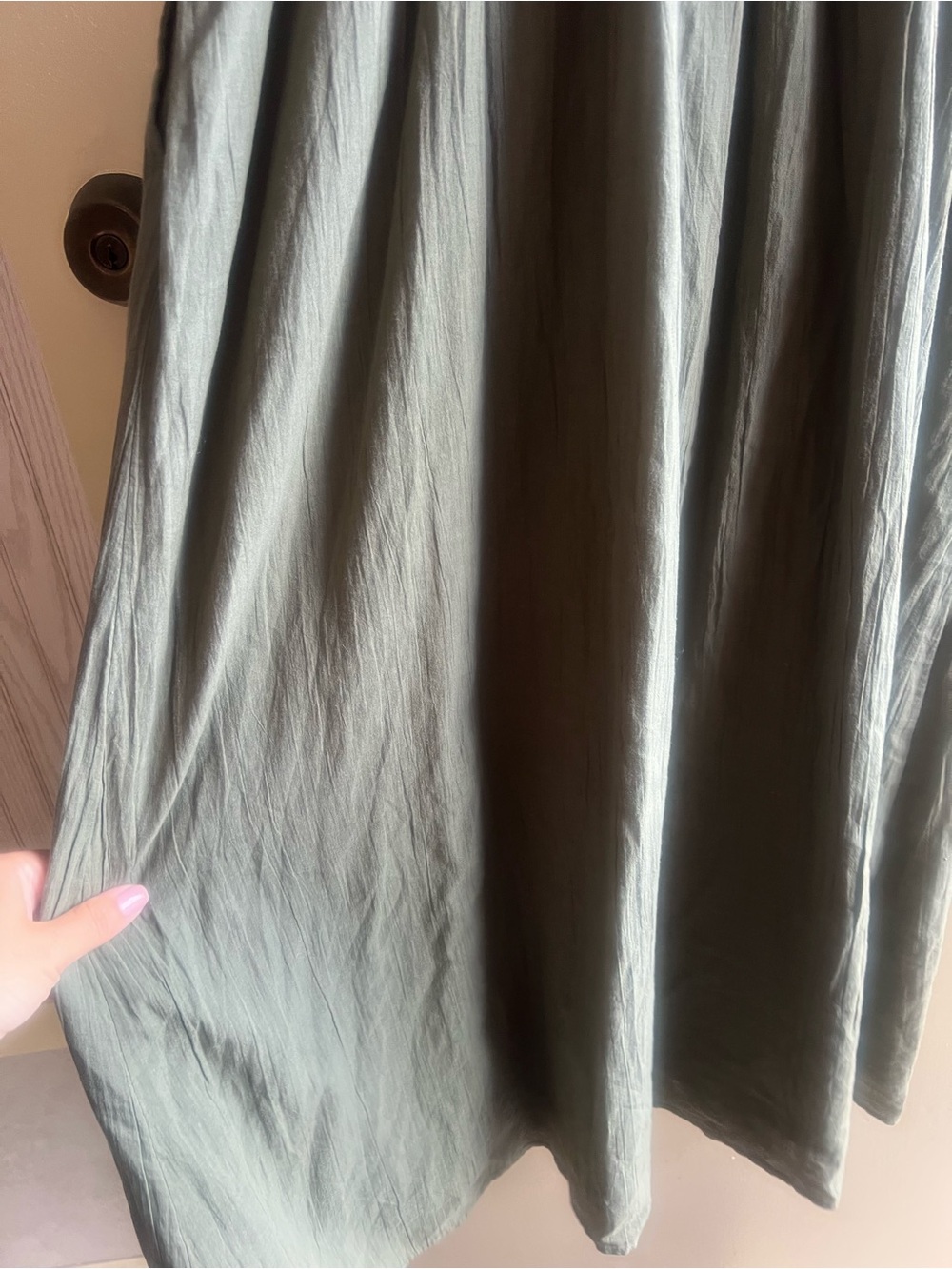American Eagle Outfitters Olive Green V-Neck Midi Dress - Picture 6 of 8